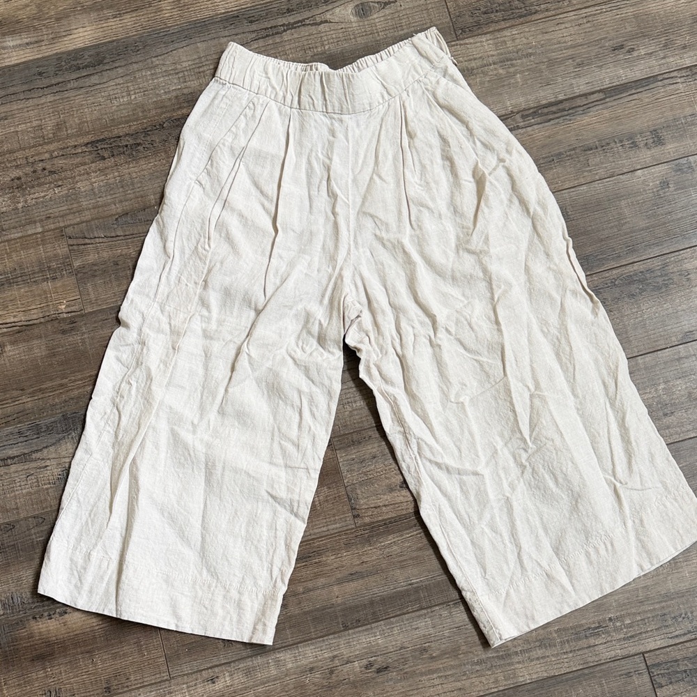 Gap linen wide leg culotte crop pant size 6